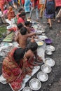 Kolkata, India Ã¢â¬â September 28 2019; Street beggar is sitting on the street asking for change in the occasion of